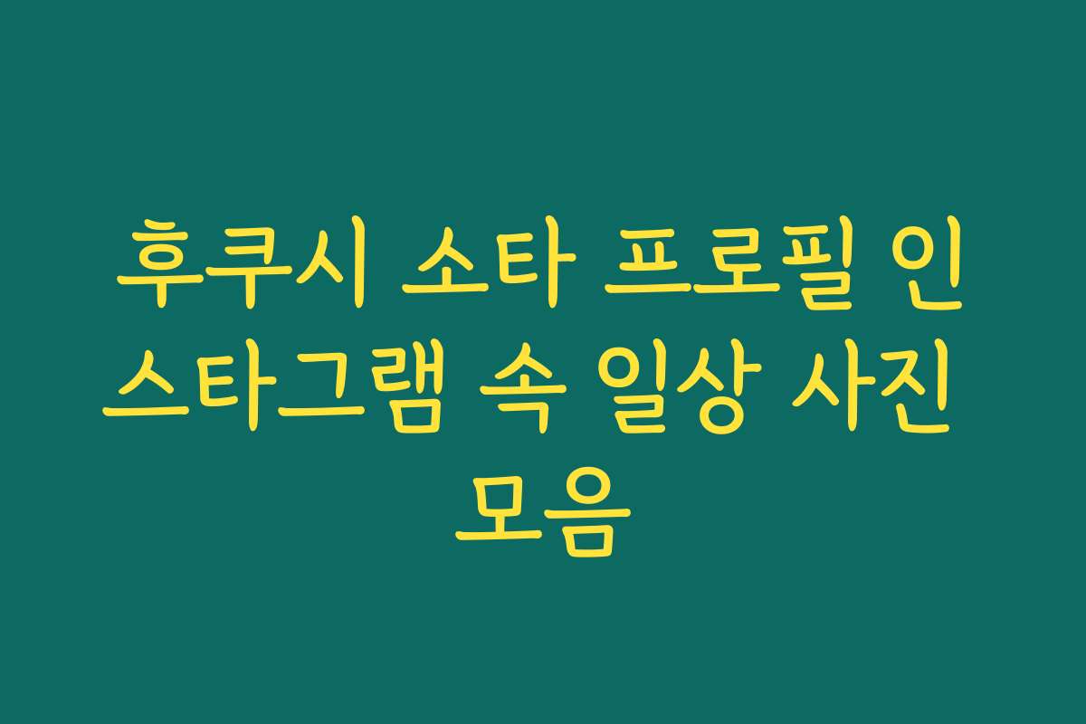 후쿠시 소타 프로필 인스타그램 속 일상 사진 모음