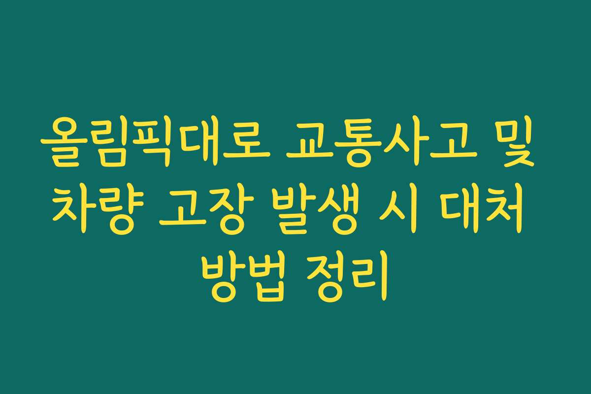 올림픽대로 교통사고 및 차량 고장 발생 시 대처 방법 정리