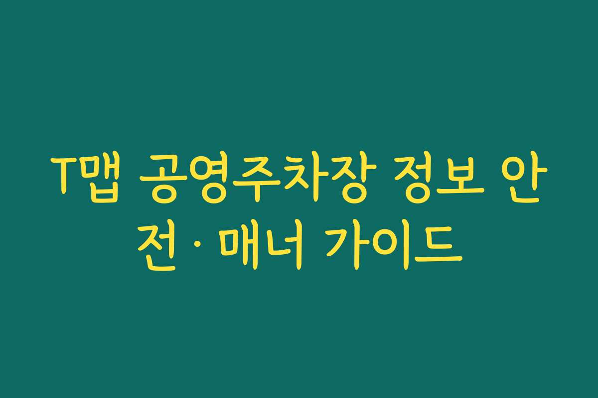 T맵 공영주차장 정보 안전·매너 가이드