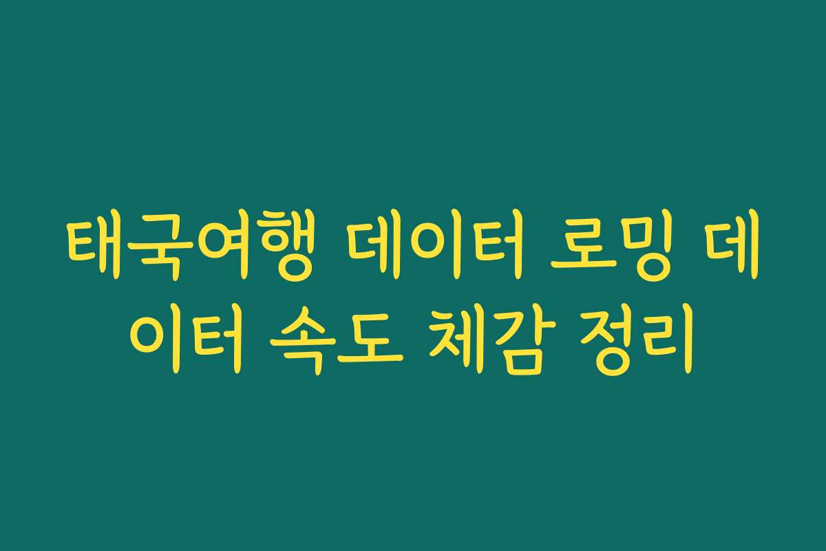 태국여행 데이터 로밍 데이터 속도 체감 정리
