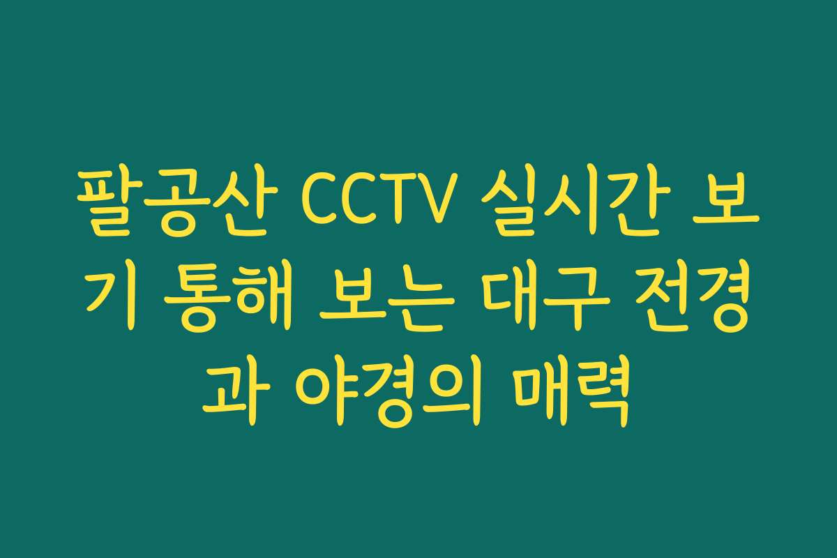팔공산 CCTV 실시간 보기 통해 보는 대구 전경과 야경의 매력