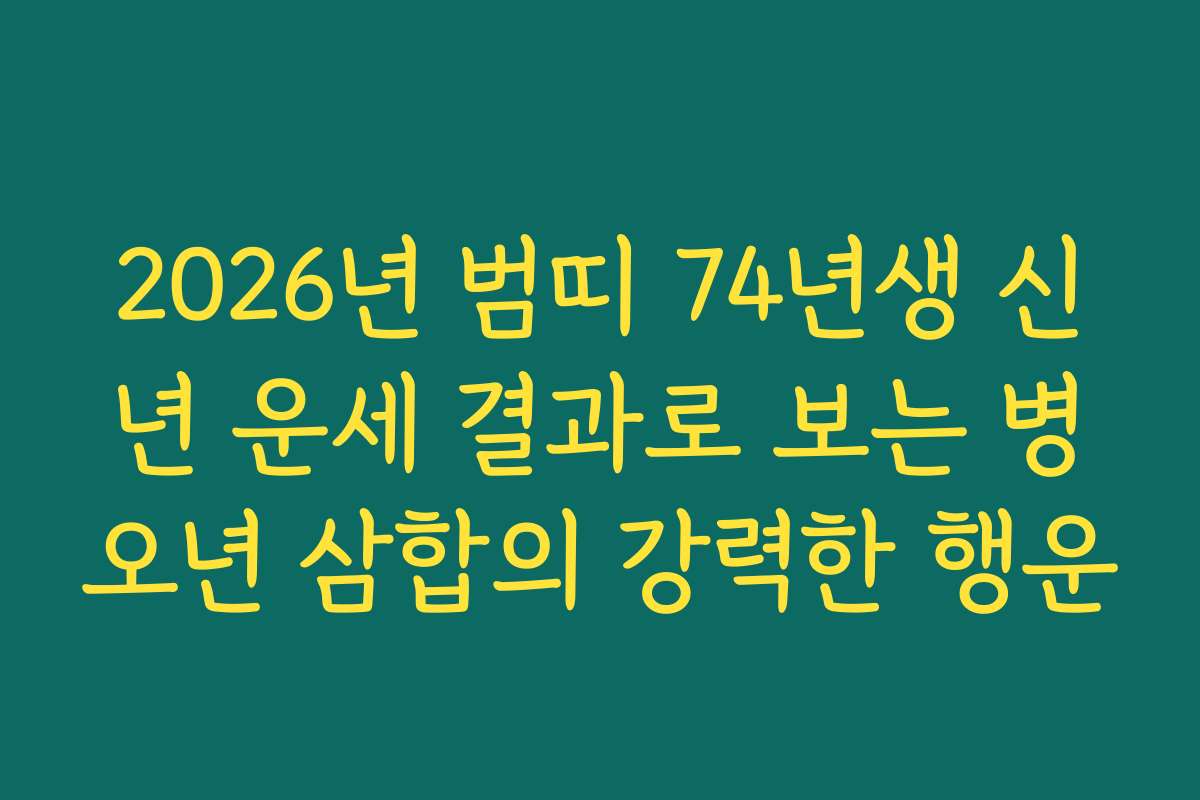 2026년 범띠 74년생 신년 운세 결과로 보는 병오년 삼합의 강력한 행운