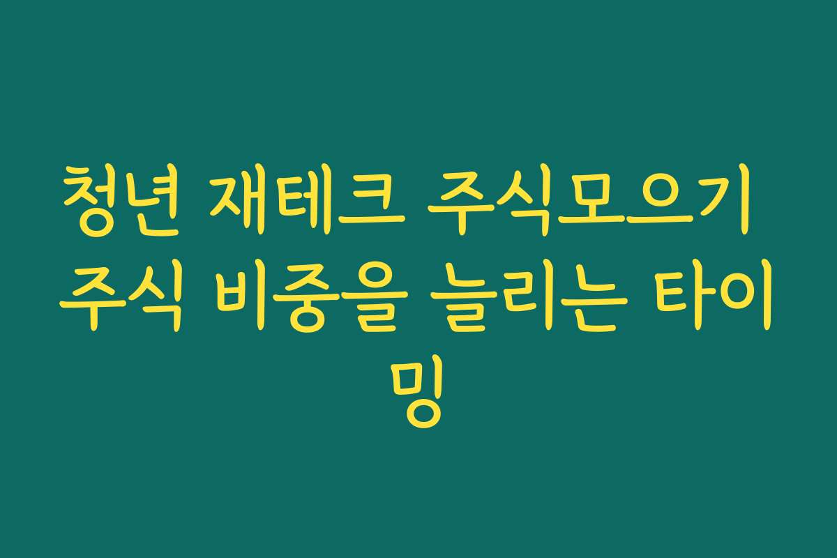 청년 재테크 주식모으기 주식 비중을 늘리는 타이밍