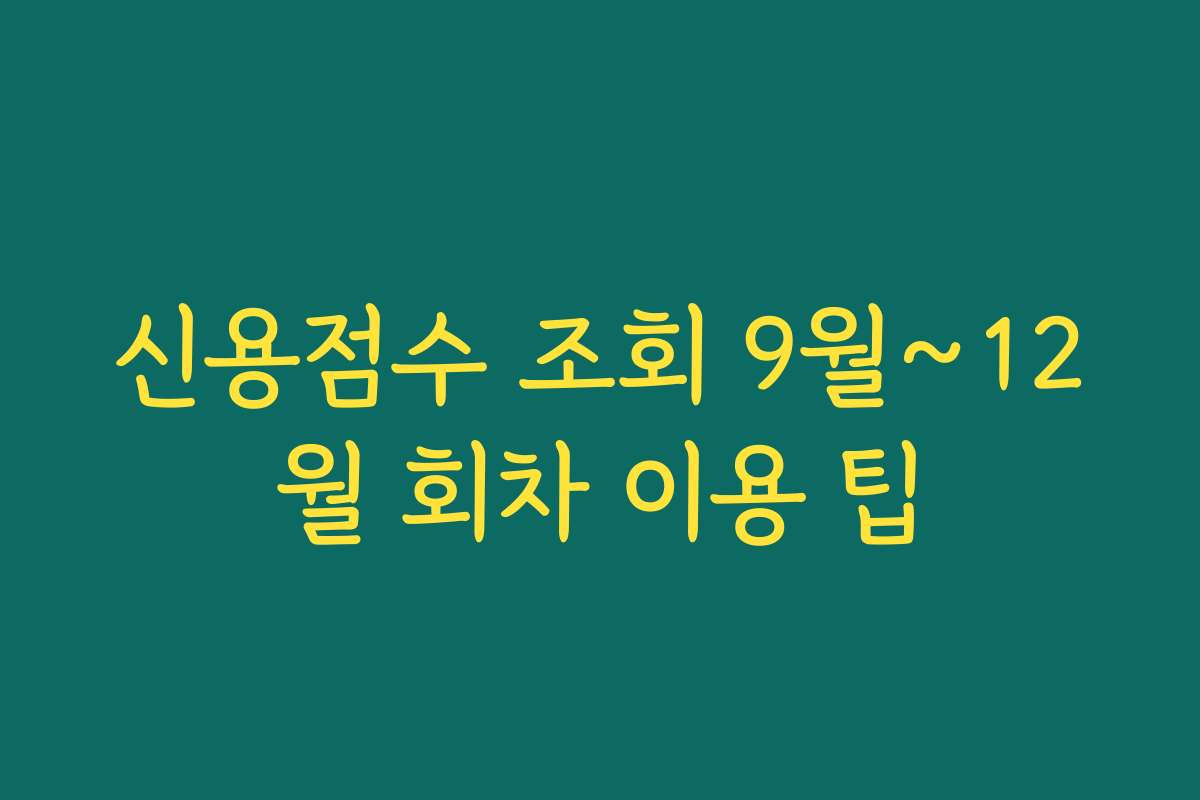 신용점수 조회 9월~12월 회차 이용 팁