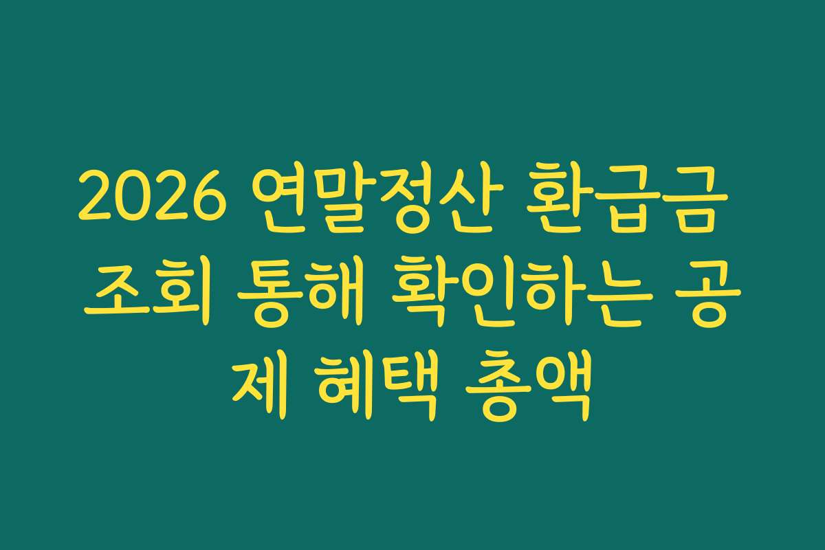 2026 연말정산 환급금 조회 통해 확인하는 공제 혜택 총액