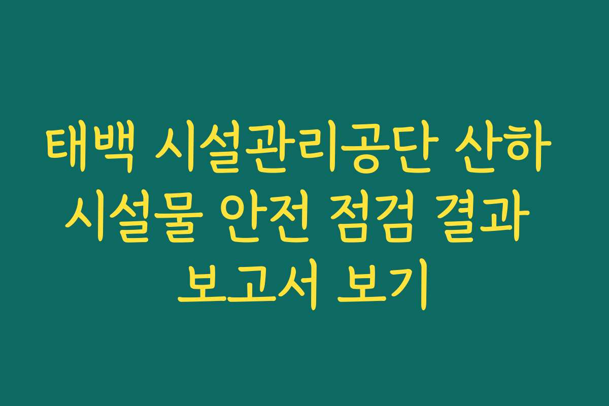 태백 시설관리공단 산하 시설물 안전 점검 결과 보고서 보기