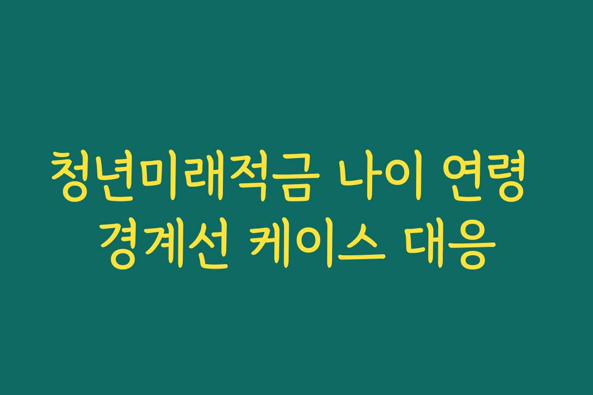 청년미래적금 나이 연령 경계선 케이스 대응