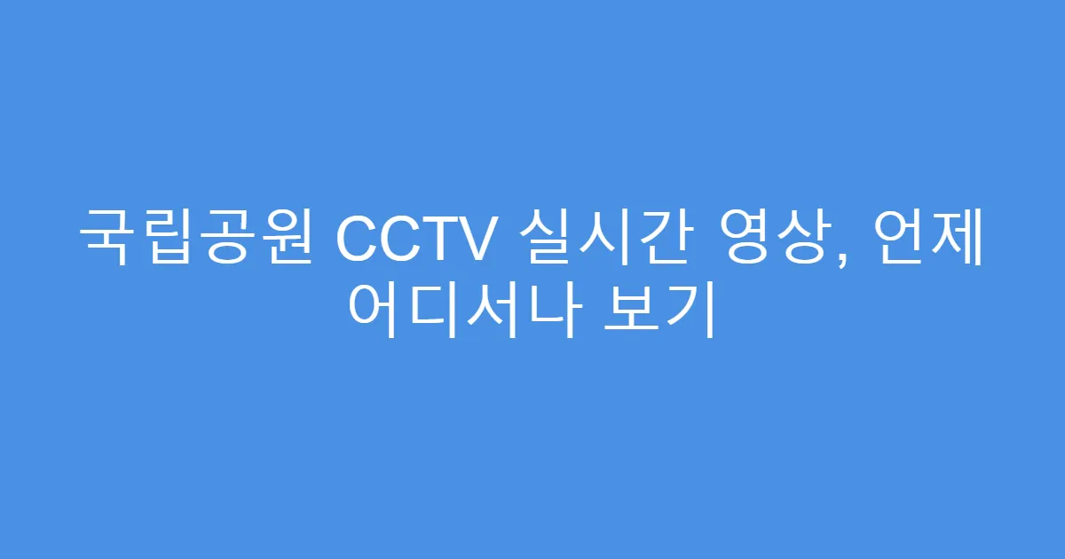 국립공원 CCTV 실시간 영상, 언제 어디서나 보기