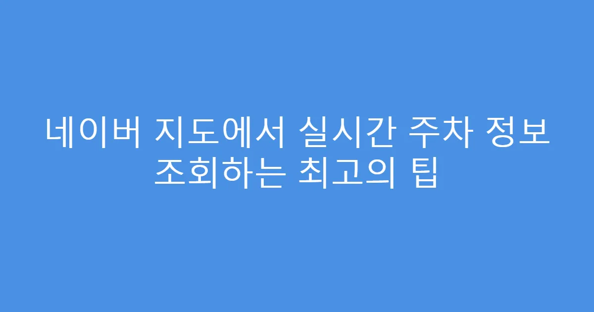 네이버 지도에서 실시간 주차 정보 조회하는 최고의 팁