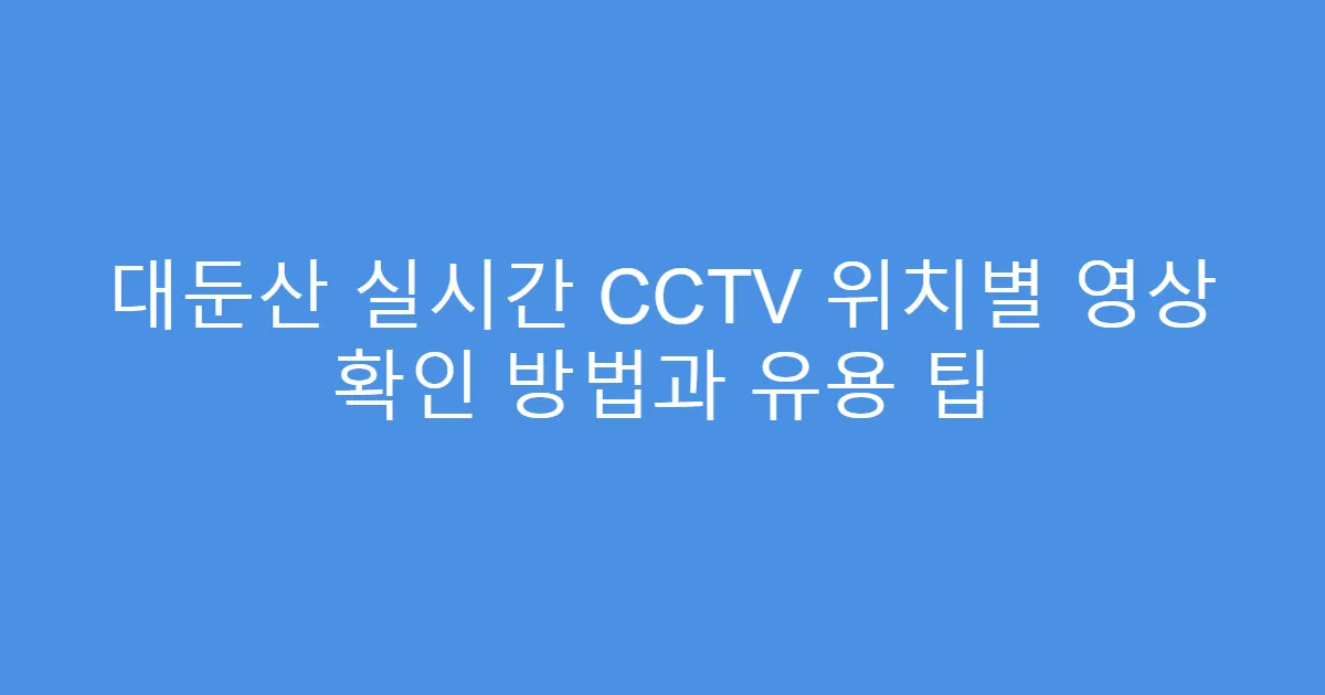 대둔산 실시간 CCTV 위치별 영상 확인 방법과 유용 팁