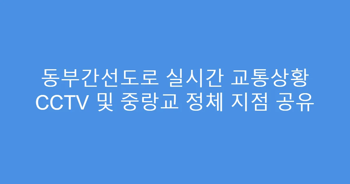 동부간선도로 실시간 교통상황 CCTV 및 중랑교 정체 지점 공유
