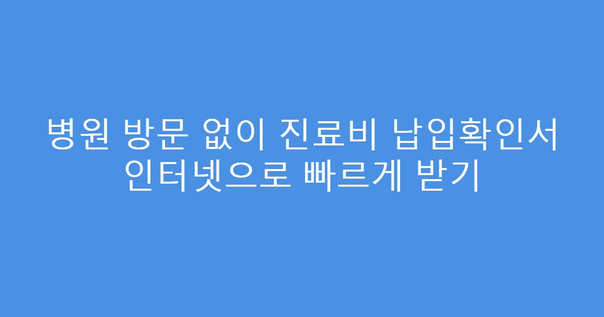 병원 방문 없이 진료비 납입확인서 인터넷으로 빠르게 받기