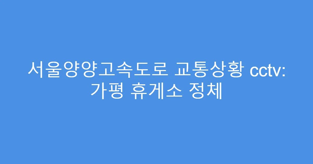 서울양양고속도로 교통상황 cctv: 가평 휴게소 정체