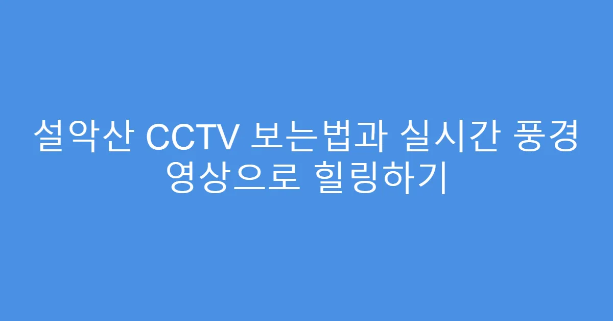 설악산 CCTV 보는법과 실시간 풍경 영상으로 힐링하기