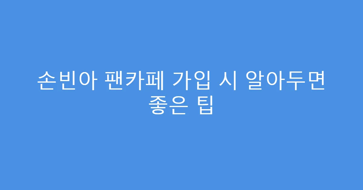손빈아 팬카페 가입 시 알아두면 좋은 팁