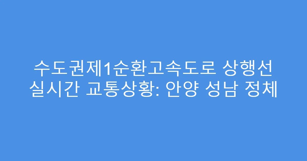 수도권제1순환고속도로 상행선 실시간 교통상황: 안양 성남 정체