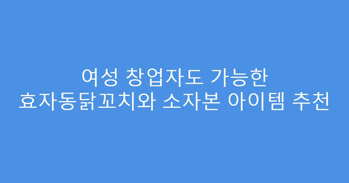 여성 창업자도 가능한 효자동닭꼬치와 소자본 아이템 추천