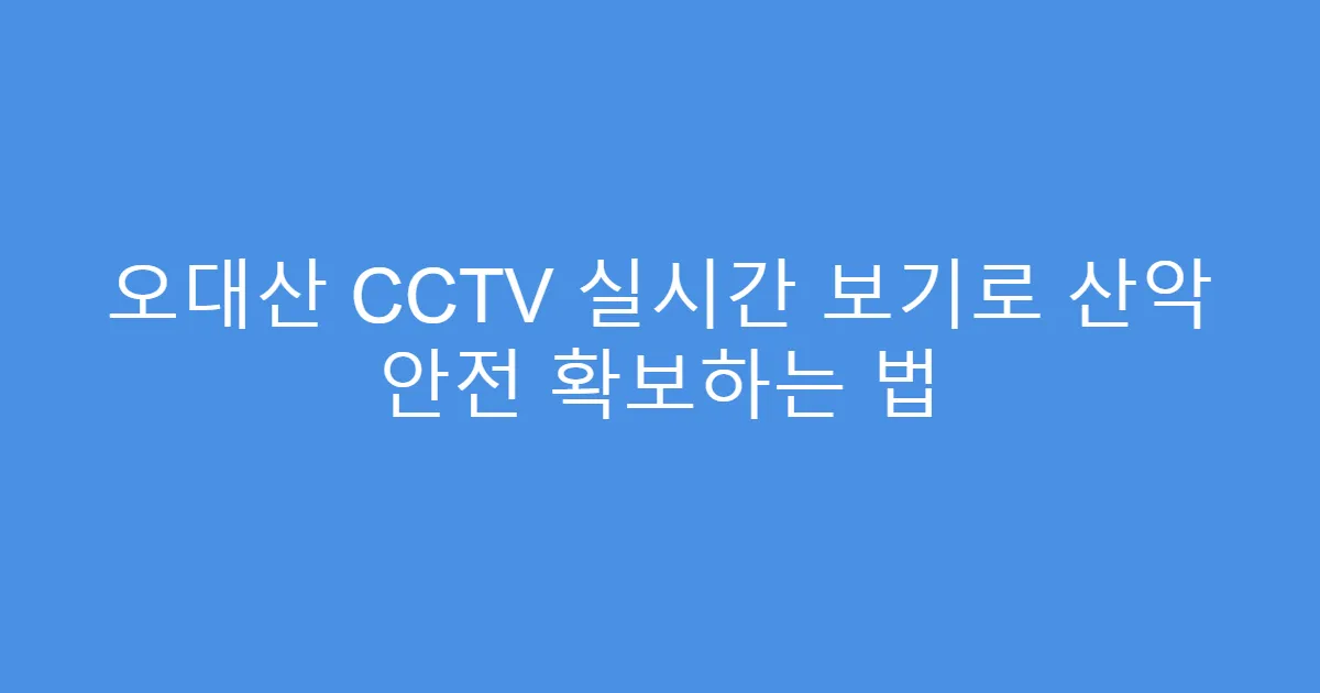 오대산 CCTV 실시간 보기로 산악 안전 확보하는 법