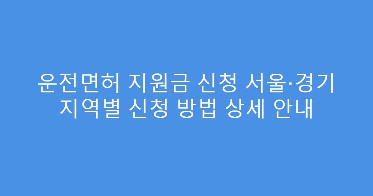 운전면허 지원금 신청 서울·경기 지역별 신청 방법 상세 안내