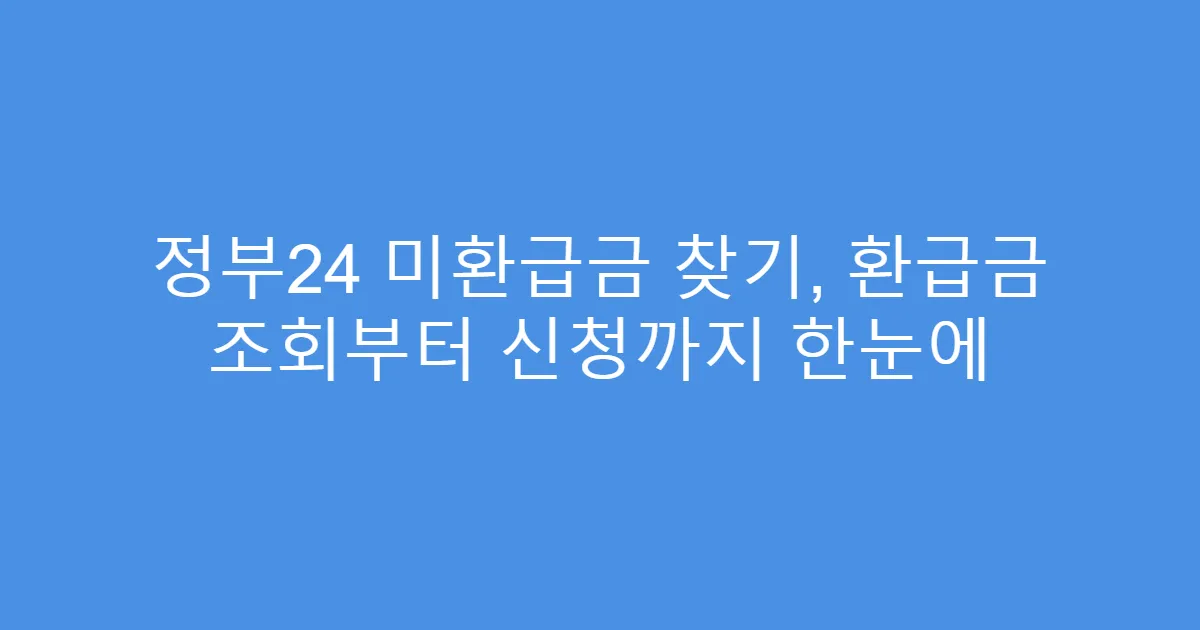 정부24 미환급금 찾기, 환급금 조회부터 신청까지 한눈에