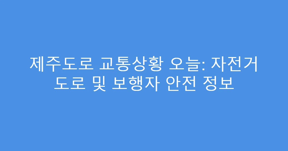 제주도로 교통상황 오늘: 자전거 도로 및 보행자 안전 정보