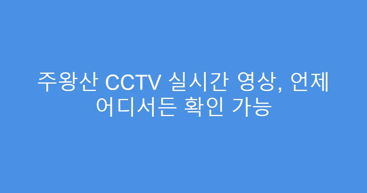 주왕산 CCTV 실시간 영상, 언제 어디서든 확인 가능