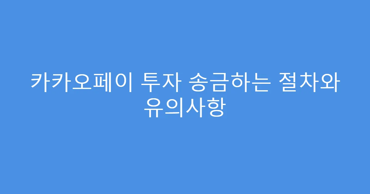 카카오페이 투자 송금하는 절차와 유의사항