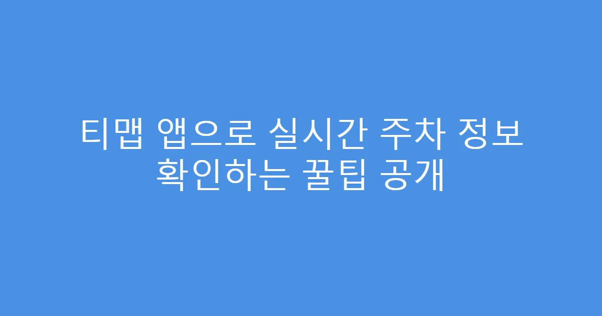 티맵 앱으로 실시간 주차 정보 확인하는 꿀팁 공개