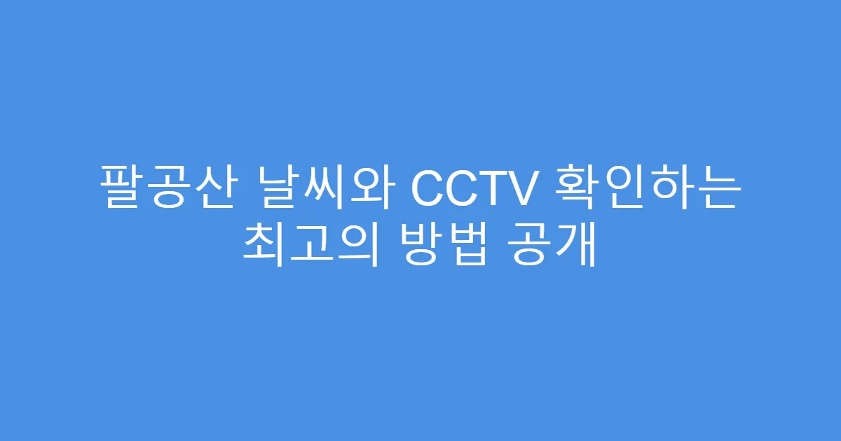 팔공산 날씨와 CCTV 확인하는 최고의 방법 공개