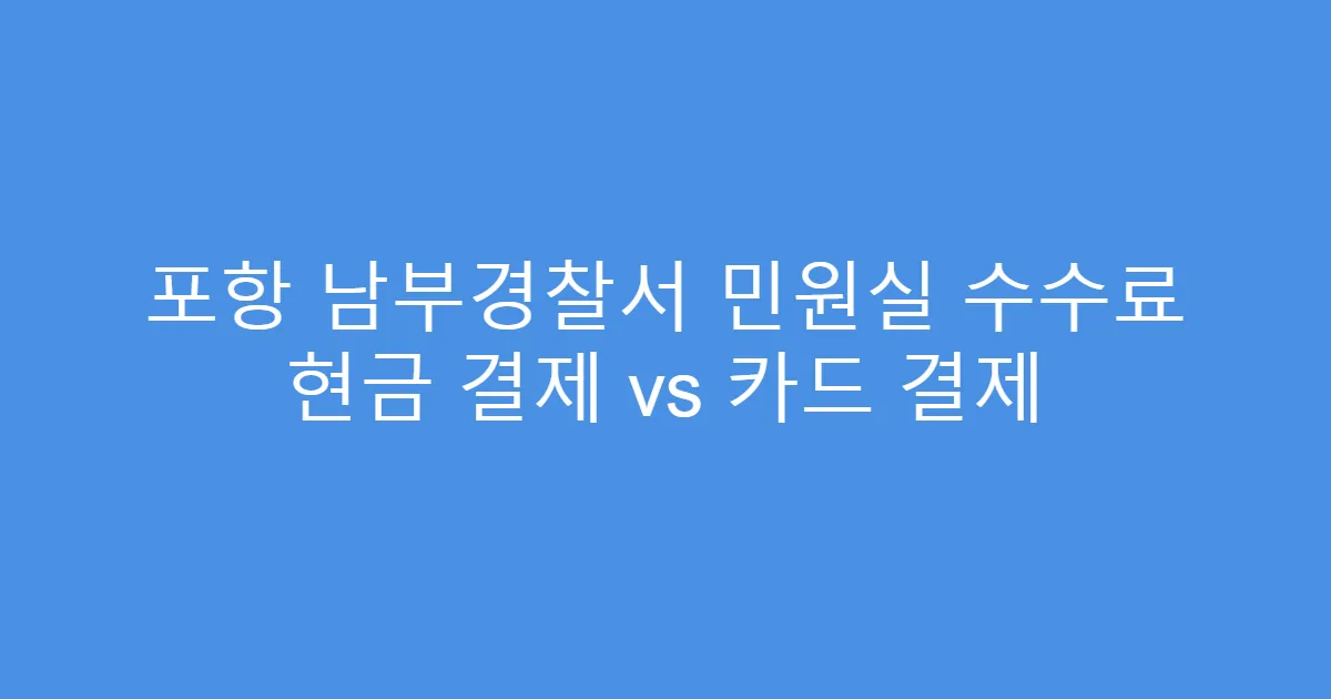 포항 남부경찰서 민원실 수수료 현금 결제 vs 카드 결제