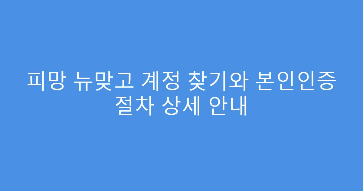 피망 뉴맞고 계정 찾기와 본인인증 절차 상세 안내