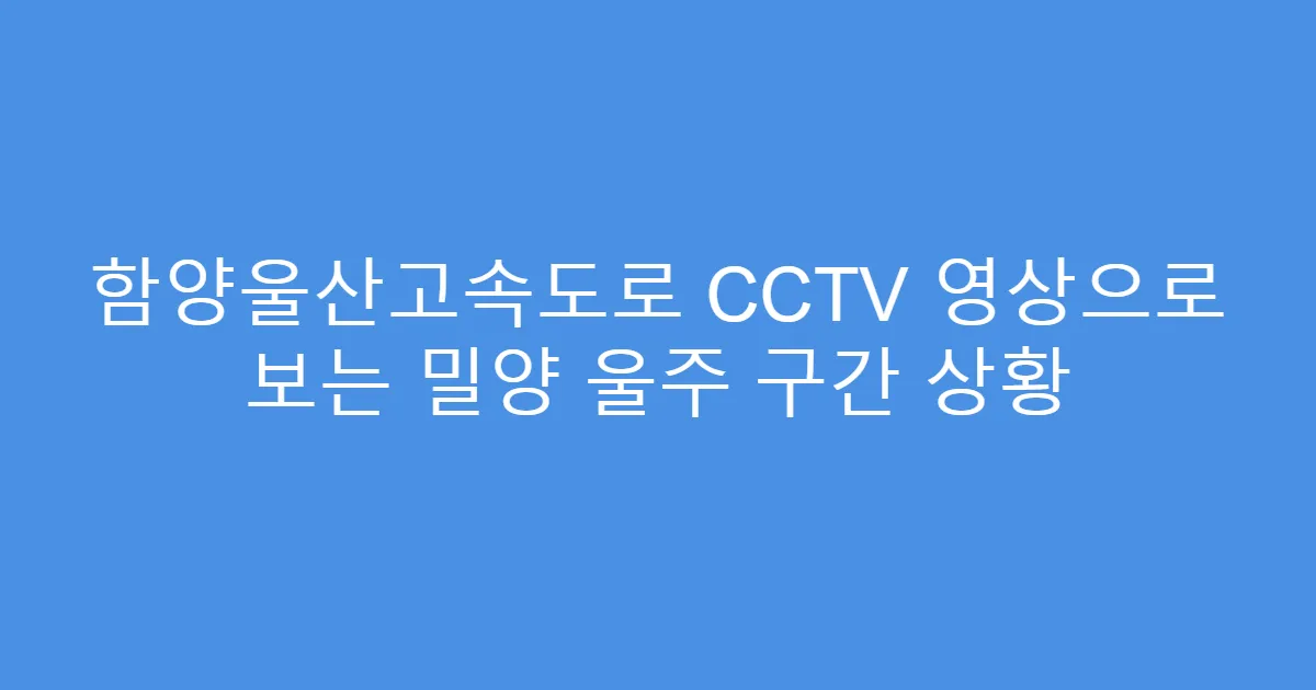 함양울산고속도로 CCTV 영상으로 보는 밀양 울주 구간 상황