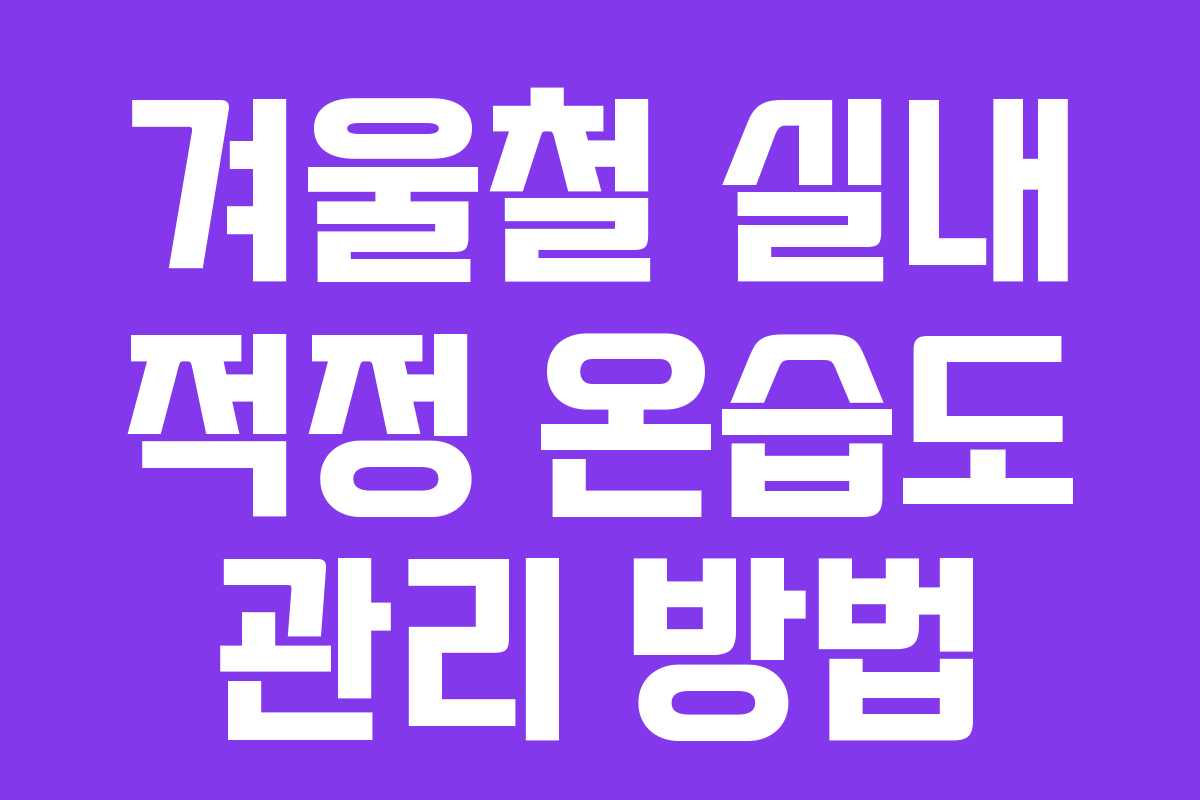 겨울철 실내 적정 온습도 관리 방법
