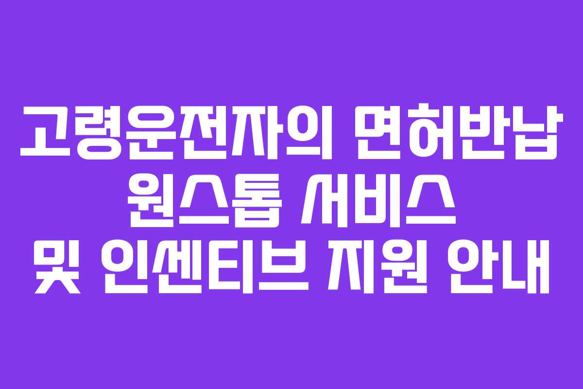 고령운전자의 면허반납 원스톱 서비스 및 인센티브 지원 안내