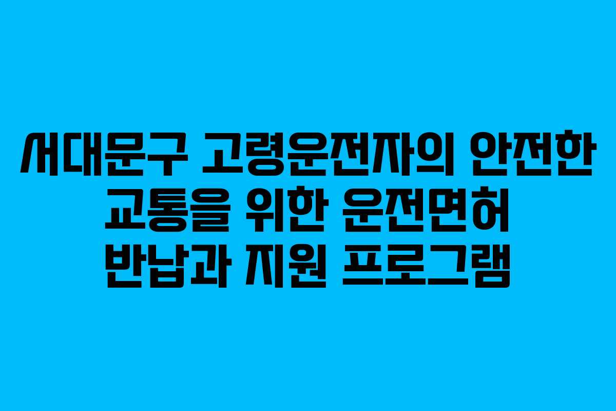 서대문구 고령운전자의 안전한 교통을 위한 운전면허 반납과 지원 프로그램