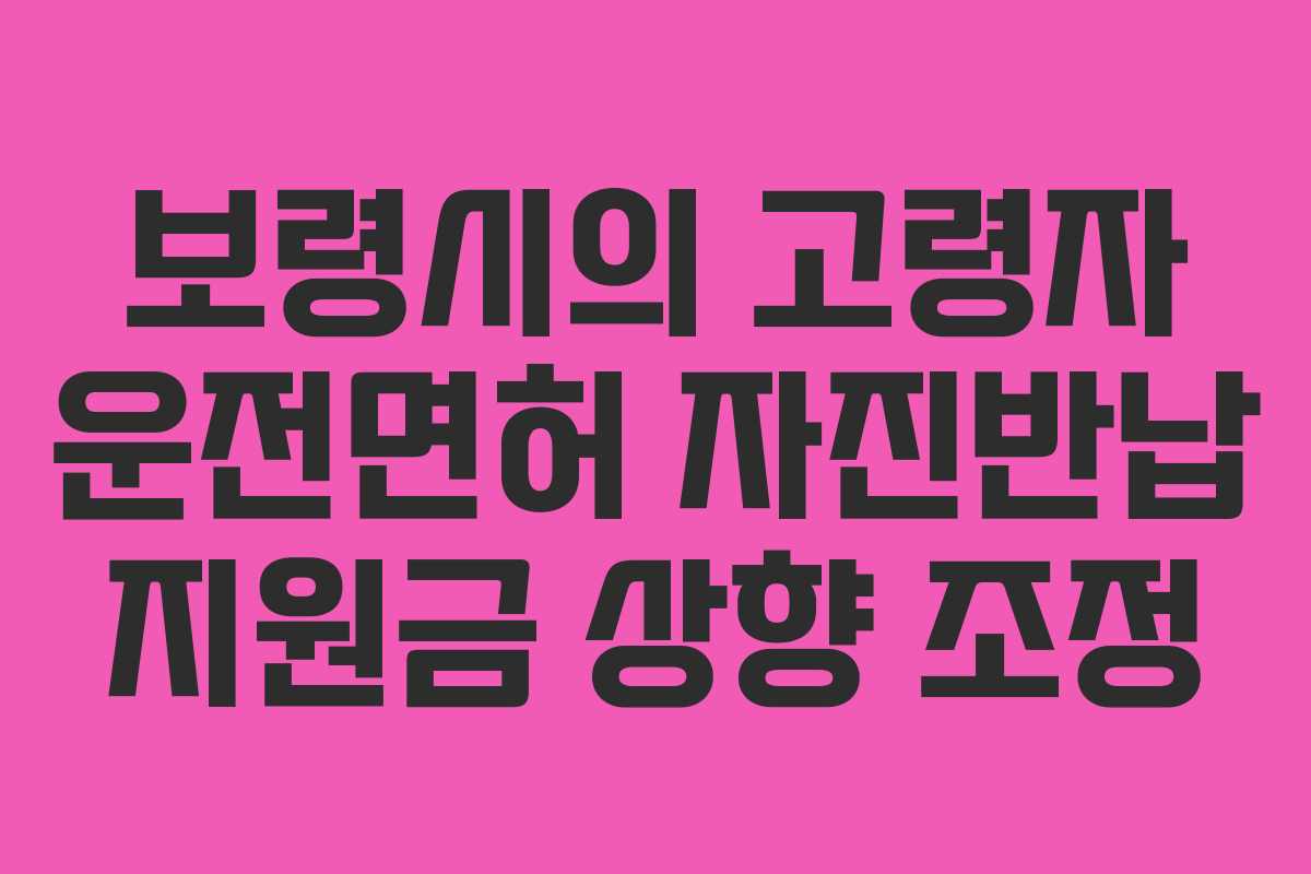 보령시의 고령자 운전면허 자진반납 지원금 상향 조정