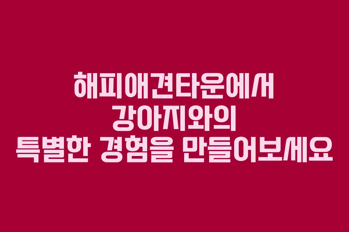 해피애견타운에서 강아지와의 특별한 경험을 만들어보세요