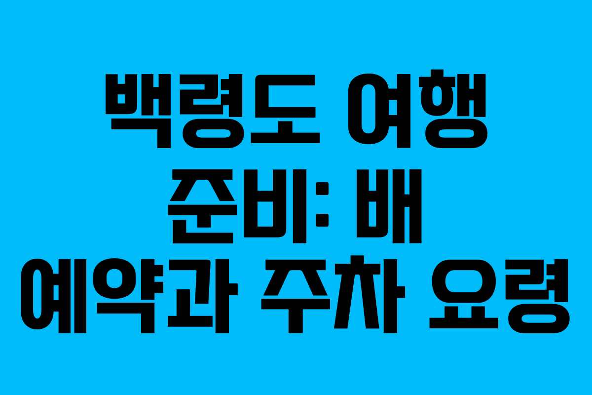 백령도 여행 준비: 배 예약과 주차 요령
