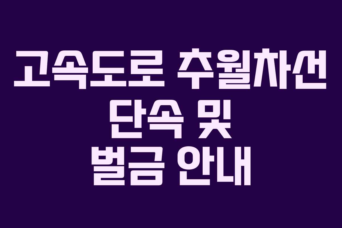 고속도로 추월차선 단속 및 벌금 안내