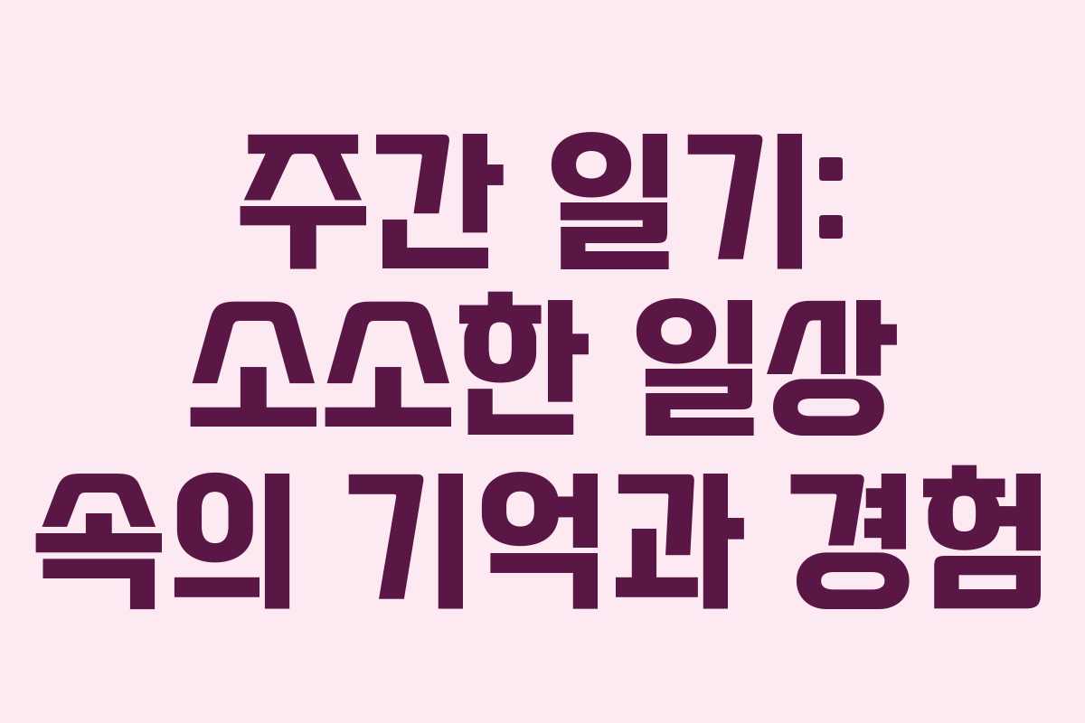 주간 일기: 소소한 일상 속의 기억과 경험