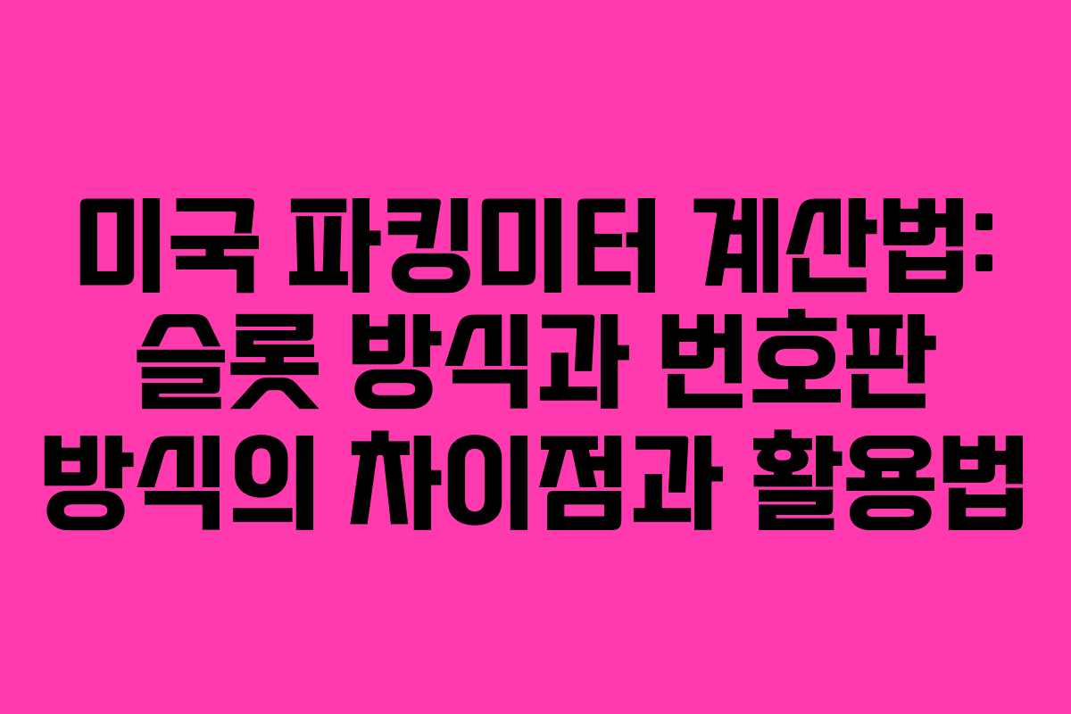 미국 파킹미터 계산법: 슬롯 방식과 번호판 방식의 차이점과 활용법