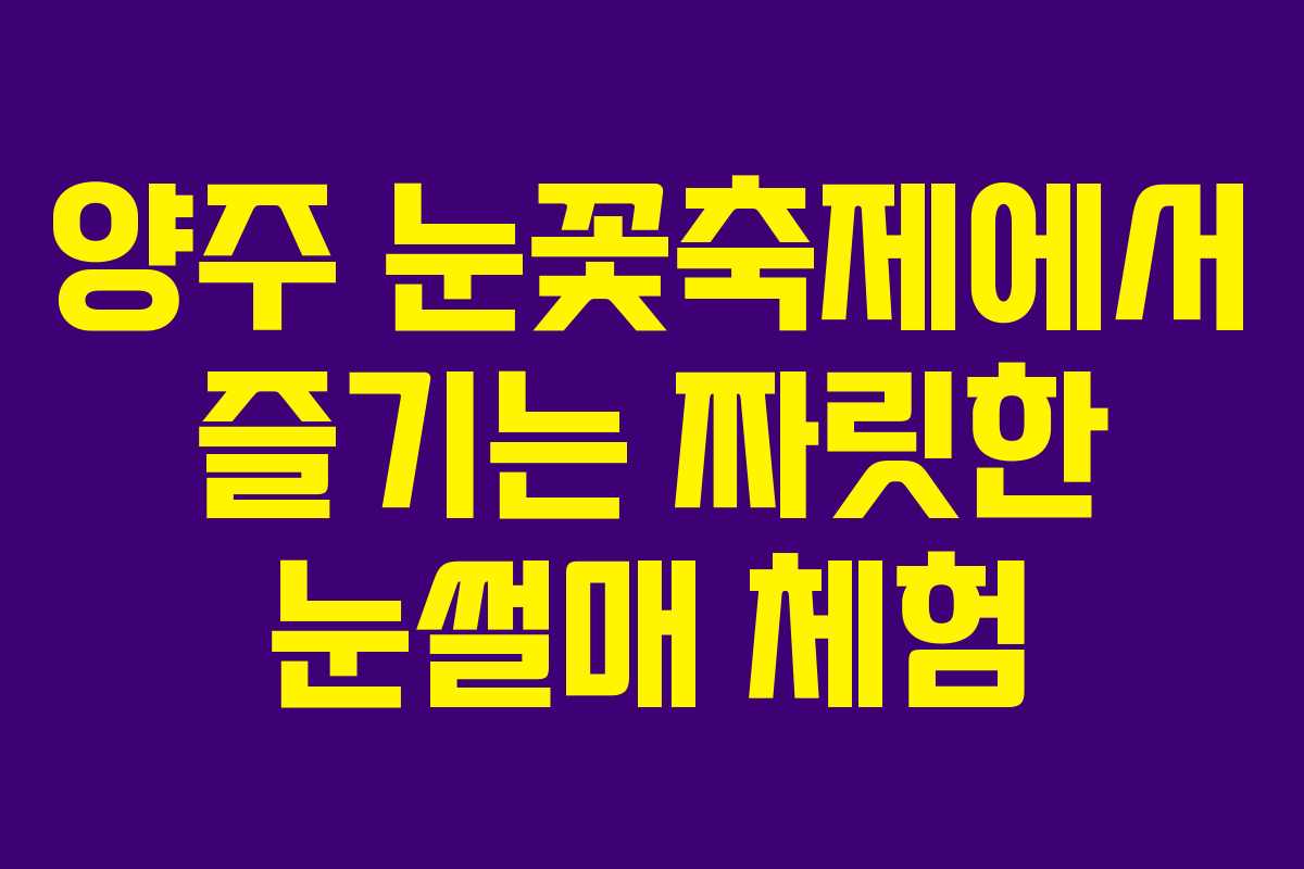 양주 눈꽃축제에서 즐기는 짜릿한 눈썰매 체험