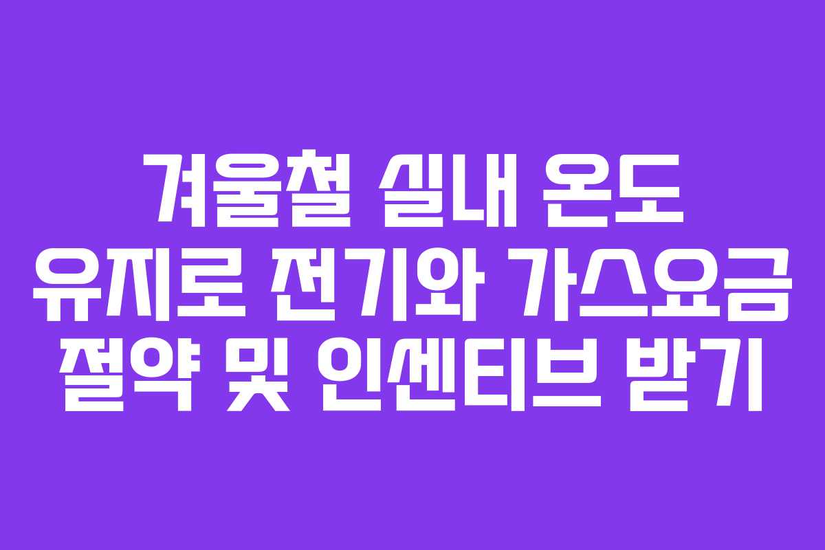 겨울철 실내 온도 유지로 전기와 가스요금 절약 및 인센티브 받기
