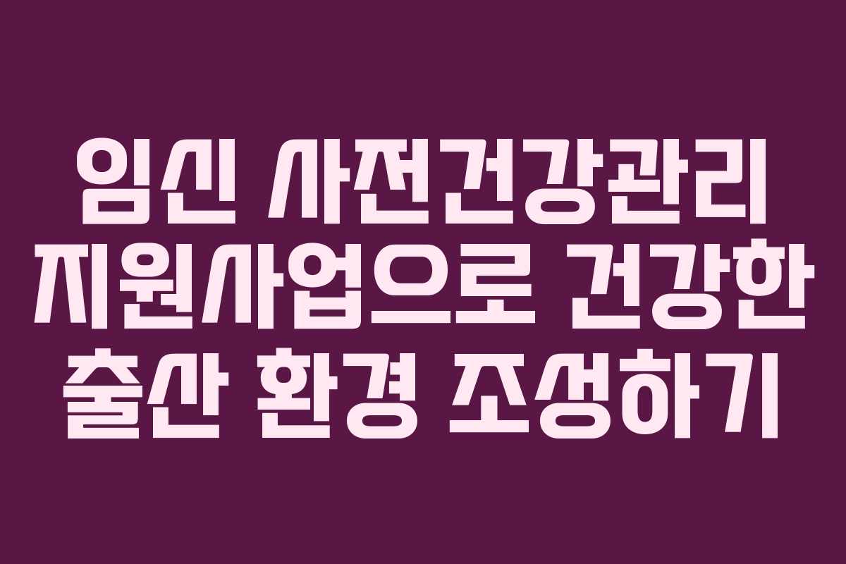 임신 사전건강관리 지원사업으로 건강한 출산 환경 조성하기