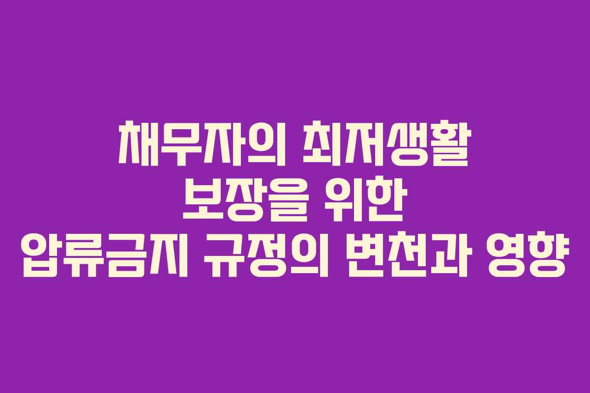 채무자의 최저생활 보장을 위한 압류금지 규정의 변천과 영향