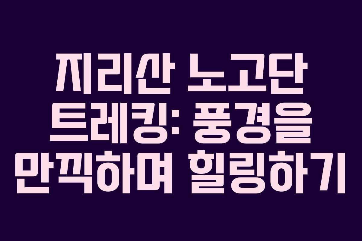 지리산 노고단 트레킹: 풍경을 만끽하며 힐링하기