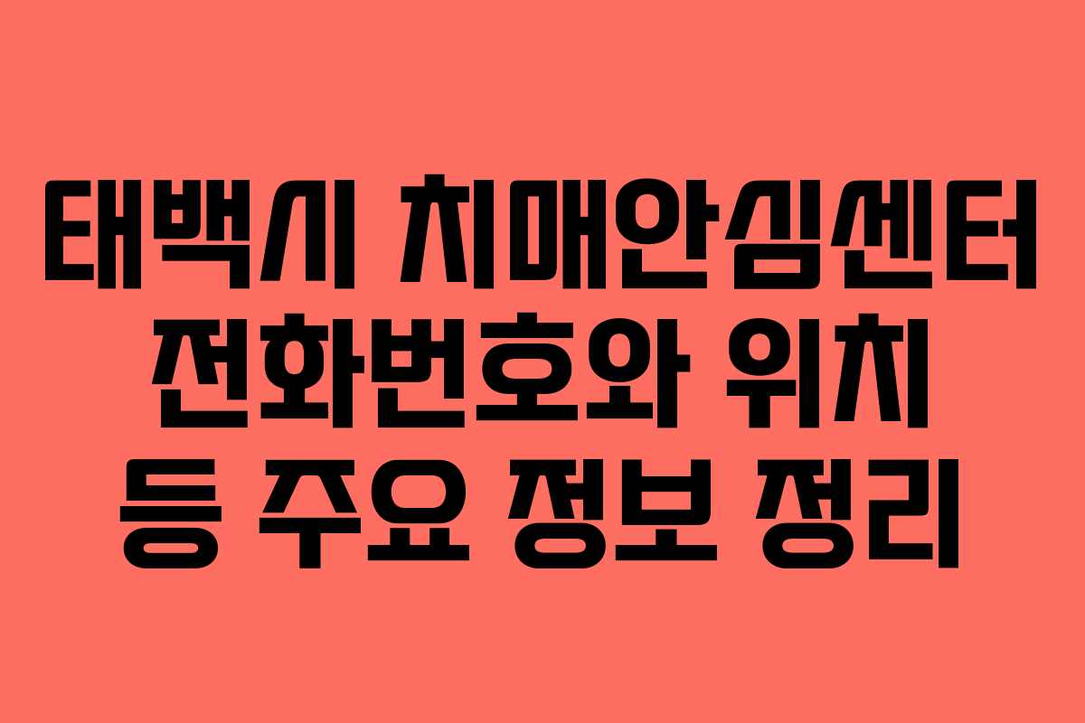 태백시 치매안심센터 전화번호와 위치 등 주요 정보 정리