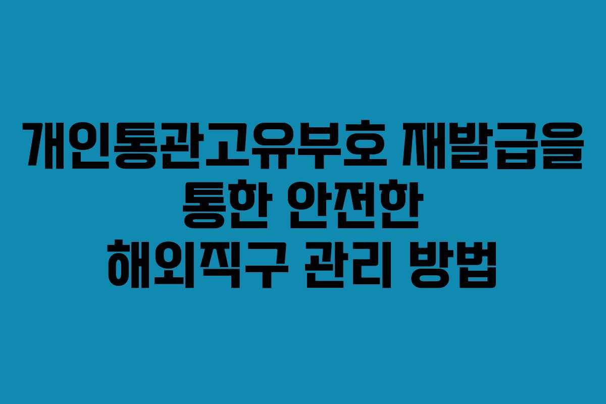 개인통관고유부호 재발급을 통한 안전한 해외직구 관리 방법