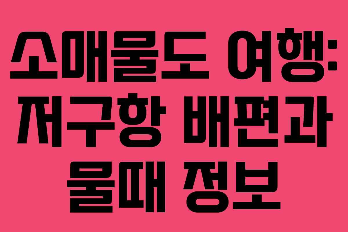 소매물도 여행: 저구항 배편과 물때 정보