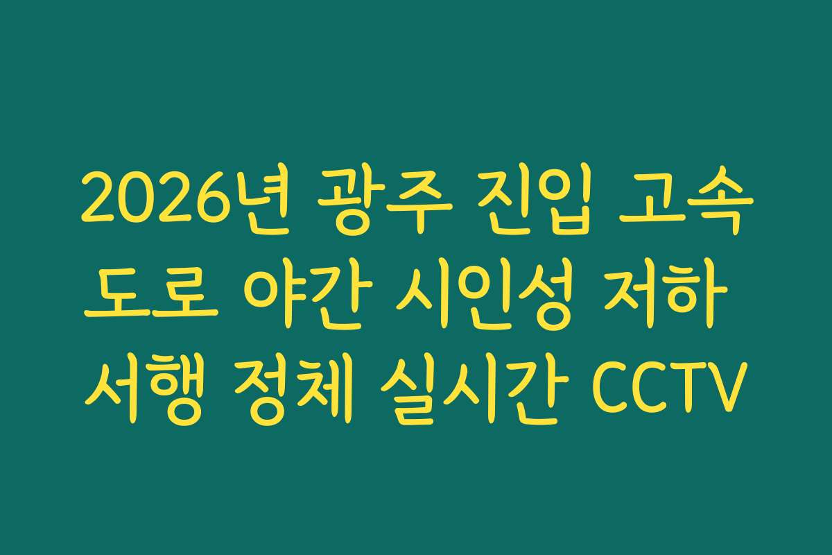2026년 광주 진입 고속도로 야간 시인성 저하 서행 정체 실시간 CCTV